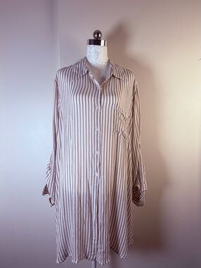 Violet Kay Striped Tunic in Mauve and White